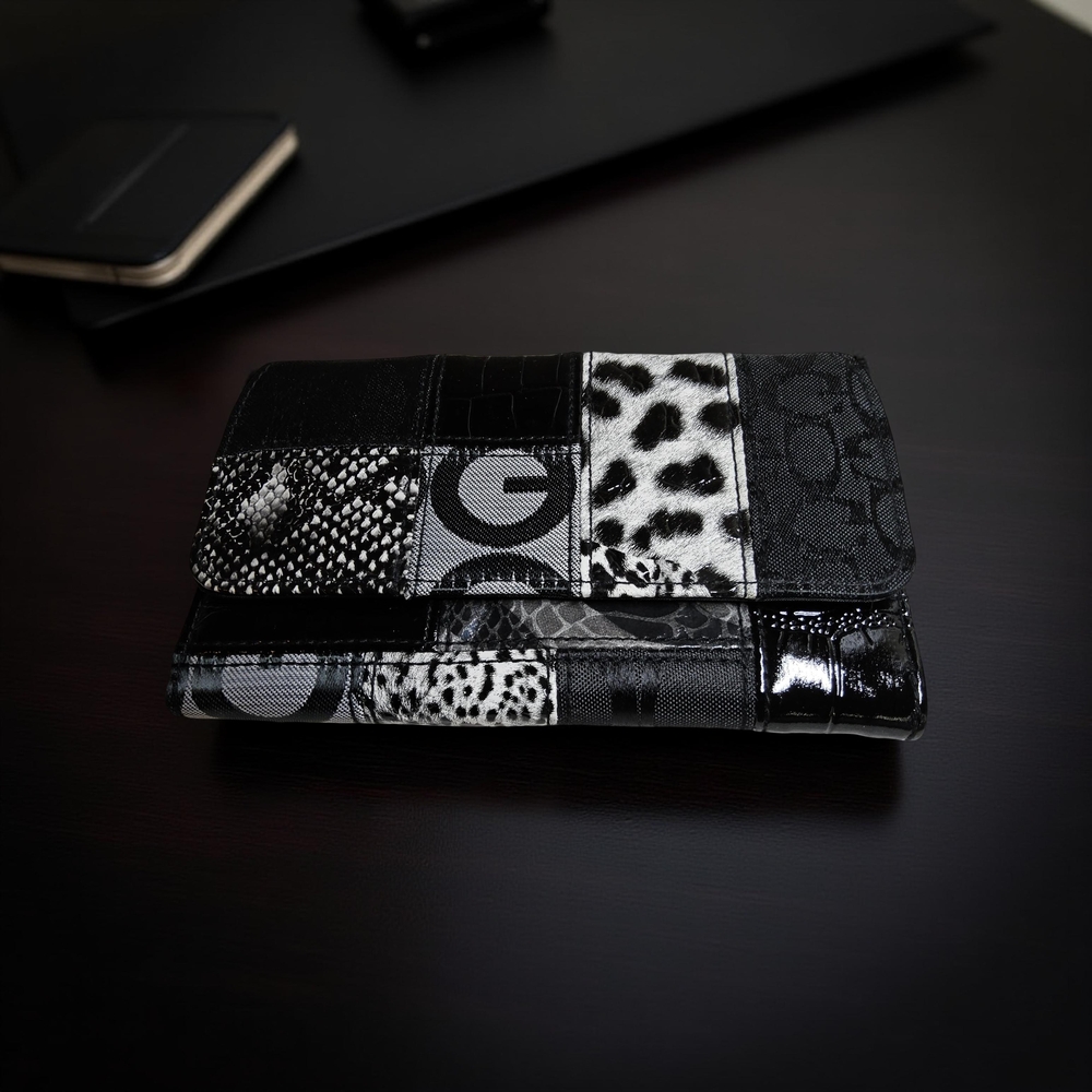 Black and White Patchwork Wallet - image 2